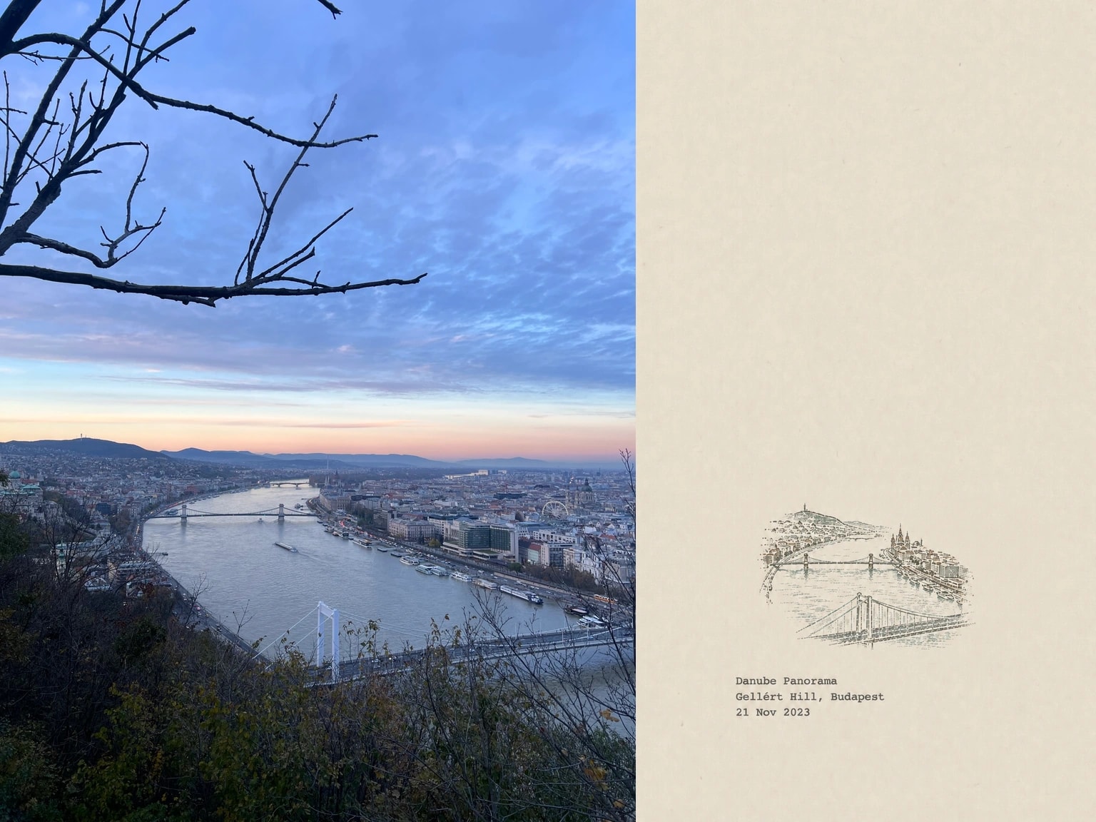 Danube Panorama, Gellért Hill, Budapest, 21 Nov 2023