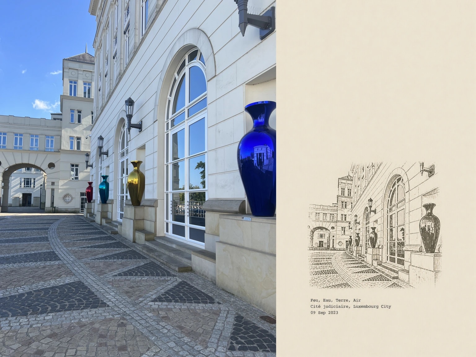 Feu, Eau, Terre, Air, Cité judiciaire, Luxembourg City, 09 Sep 2023