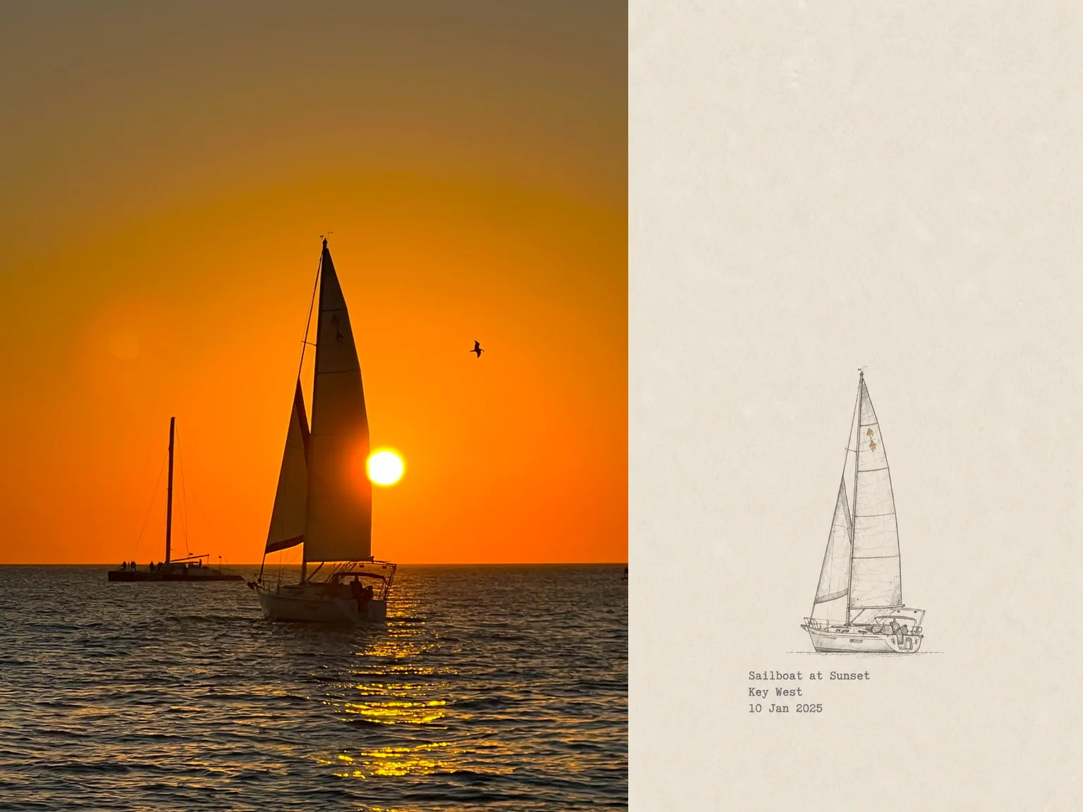 Sailboat at Sunset, Key West, 10 Jan 2025